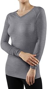 FALKE Women's Wool Tech Light Base Layer Top, Grey-Heather, M