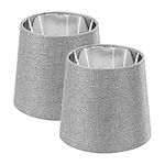 Navaris Table Lampshade - Set of 2 - Tapered Lamp Shades for E14 Light - Pair of Contemporary Modern Lampshades - Grey Linen with Silver Inner Lining