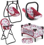 Litti Pritti 18-Inch Baby Doll Nursery Playset - Baby Doll Accessories Set with Swing, Crib, High Chair, and Carrier - Baby Doll Furniture for Girls - Suitable for 18-Inch Dolls and Kids Ages 3 and Up