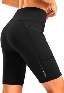 Women's High Waisted Biker Shorts 8" Running Workout Tummy Control Bike Spandex Volleyball Tennis Biking Walking Yoga Shorts Zipper Pockets(Black,M)