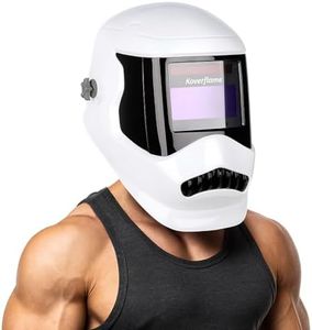 Koverflame Auto Darkening Welding Helmet: Solar Powered Lightweight White Welder - 4 Arc Sensor True Color for DIY Workshop Industrial TIG MIG Optical Class 1/1/1/2