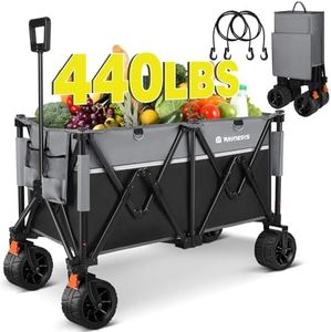 Chariot Pliable, Chariot de Plage Pliable 440lbs avec Grandes Roues Tout-Terrain, Chariots de Courses pour l'Épicerie Robuste, pour Plage, Jardin, Camping, Sport, Noir + Gris