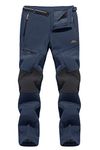 MAGCOMSEN Fleece Trousers for Men Camping Tactical Trousers Military Work Trouser Men Waterproof Hiking Pants Combat Walking Skate Jogging Trekking Running Ski Casual Trouser Navy Blue