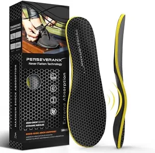 PerseveranX NASA Grade Plantar Fasciitis Insoles Men & Women - Maximum Shock Absorption with Rigid Extra High Arch Support Insoles - Shoe Inserts for High Impact Activities & Heavy-Duty Work