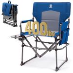 EVER ADVANCED Camping Directors' Chair with Side Table, Portable Folding Chair with Compact Size, Heavy Duty Lawn Chair with Pocket for Camping, Lawn, Sports and Fishing, 350lbs, Blue