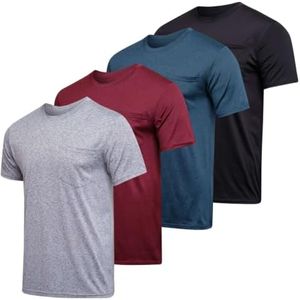 Big and Tall King Size Mens Quick Dry Dri Fit Active Wear Workout Running Training Athletic Performance Short Sleeve Crew Pocket T-Shirt Undershirt Essentials Top Tee ropa Hombre- Set 3, 5X