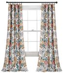 Lush Decor Sydney Light Filtering Window Curtain Panels, Pair, 52" W x 84" L, Blue & Yellow - Botanical Garden - Country Cottage Home Decor - Floral Curtains for Bedroom, Living Room, & Dining Room