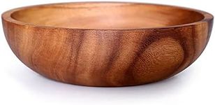 UPTALY Oversized Wooden Salad Bowl (26 cm x 7.5 cm), Food Safe, No Splicing, No Bonding, Handmade Acacia Wood Bowl, Solid Wood Mixing Bowl, Large Serving Wooden Bowls, for Salad, Fruits and Cereal