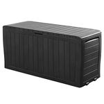 Deuba® Marvel+ Plus by KETER 270 Litre Outdoor Garden Storage Box | 220kg Capacity Bench Seat 71 Gallon Lockable Balcony Patio Furniture Cushion Chest Pillow Box Anthracite Graphite Grey