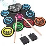 Electronic Drum Set, Sboet 9 Drum Practice Pad with Headphone Jack, Roll-up Drum Kit Machine with Built-in Speaker Drum Pedals and Sticks 10 Hours Playtime, Great Christmas Holiday Gift for Kids