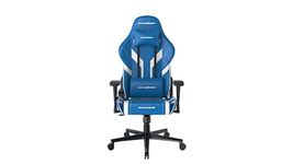 DXRacer P Series GC-P88-BW-M1-01 Blue and White Gaming Chair - Premium PVC Leather Racing Style Computer Chair with Ergonomic Headrest and Lumbar Support for PC Gamers