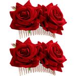 Bememo 2 Pack Rose Flower Hair Clip Women Rose Flower Hair Accessories Wedding Hair Clip Flamenco Dancer