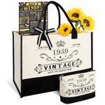 65th Birthday Gifts for Women Canvas Tote Bag Travel Gear, Unique 65 Years Old Birthday Gifts for Mom Wife Aunt Friends Her Turning 65, Vintage 1959 Beach Bag & Cosmetic Bag & Back in 1959 Poster,