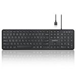 Perixx PERIBOARD-210 Wired Full-Size Keyboard with Quiet Scissor Keys for Desktop, Laptop, and Tablet, UK QWERTY, Black