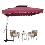 Side Pole Garden Umbrella With Stand | Outdoor Garden Umbrella with Aluminum Pole and Base Iron Stand | Square Shape Big Size Umbrella for Beach Resort |Color - Maroon (9FT)