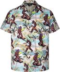 MIKENKO Funny Mens Hawaiian Shirts Short Sleeve Button Up Beach Summer Button Down Hawaiian Shirt for Men Women, Bf Surfing 03, Large