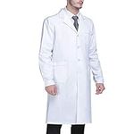 Beautyshow White Lab Coats, Medical Coat Nurses Lab Coat Long-Sleeved Lab Coat Physician Wear Pharmacy Experiment Doctor Workwear Clothes Unisex Lab Coat for Men and Women