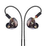 Audiovance Vibes 201 Wired Earbuds, in Ear Monitor Headphones with Tangle-Free Braided Cord, Noise Isolating Bass Driven Stereo Earphones, Carry Case, Ear Buds Tips, 3.5mm Jack (Clear Brown, No Mic)