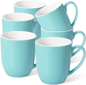 Urbanstrive 16 oz Large Coffee Mugs Set of 6 Ceramic Coffee Mug White Coffee Cups Tea Cups Idea Gift for Women Men House Warming Gifts New Home Office, 6 Pack (Blue)