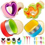 HASTHIP® 22Pcs Kid Sandwich Cutter and Sealer Set with Cute Vegetable Cutter Molds, Cartoon Kids Fruit Fork DIY Homemade Bread Sandwich Maker Molds Sandwich Cutter Shapes for Kids with Cleaning Brush