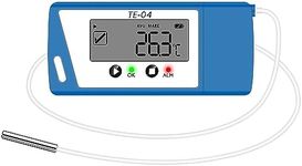 ThermElc TE-04 Temperature Data Logger with External Probe, Large Display,Pause Recording Function, Auto PDF& CSV Report, 35,000 Points, Temperature Recorder for Cold Chain Shipping, cold storage