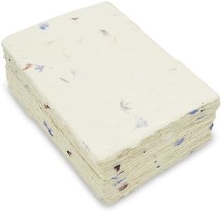 Handmade Lokta Card Stock 5x7 Inch Paper with Petal Flourish and Deckle Edge. Tree-free Lokta Paper for Vintage Stationery, Printing, and Decorative Invitations (100 Sheets, Cornflower)