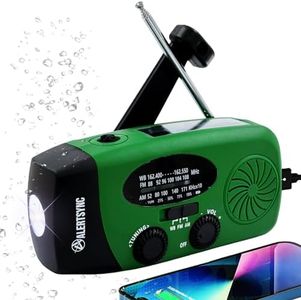 Newest 5000mAh Solar Hand Crank Weather Radio, Multi-Function Portable Emergency FM AM NOAA Radio with SOS Alarm,LED Flashlight and Earphone Jack, USB-C Cable, Cellphone Charger for Camping