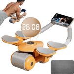 OBIXO Auto Rebound Ab Roller Automatic Abdominal Rolling Wheel 4 Elbow Pads Abs Exercise Roller Machine with Timer Elbow Support Abdominal Exercise Equipment for Men and Women (Assorted Multicolor)