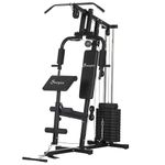 Soozier Home Gym Equipment with 145lbs Weight Stack, Multifunction Workout Machine with Nonslip Feet for Strength Training and Full Body Workout - Black