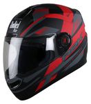 Steelbird SBA-1 R2K Full Face Graphics Helmet in Matt Finish with Clear Visor (Medium 580 MM, Matt Black Red)