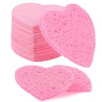 60 Pieces Pink Heart Face Sponges for Cleansing And Exfoliating Compressed Heart Facial Sponges for Estheticians Natural Reusable Facial Cleansing Sponge for Daily Deep Cleansing Makeup Removal (Pink)