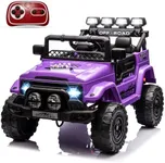 Fitenlor 12V Electric Kids Ride On Truck for Kids Ages 37-96 Months, Ride On Toys Car with 5MPH Max Speed, Remote Control, Accelerator Pedal, Treaded Tires, Steering Wheel, Music and Story, Purple