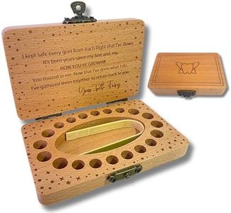 Tooth Fairy Keepsake Box for Girls & Boys, Tooth Fairy Box for 20 Baby Teeth, Wooden Tooth Storage & Saver Box for Lost Teeth, Tooth Fairy Gifts for Birthday (Natural Beech)