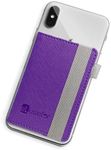 Stick-On Phone Wallet for Back of iPhone or Android Case | 6 Sleeve Credit Card Holder - Pocket for Cards, Money & ID - Built-in Stand - Waterproof Material - Travel, Work & Life-Proof (Purple)