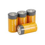 Amazon Basics 4 Pack C Cell All-Purpose Alkaline Batteries, 5-Year Shelf Life, Easy to Open Value Pack