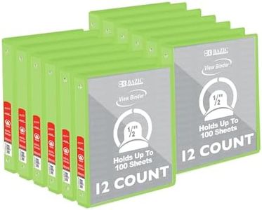BAZIC Products 3 Ring Binder 1/2" Economy View Binders Organizer - Lime Green, Round Ring, Hold 100 Sheets Paper, for School Office Home, 12-Count