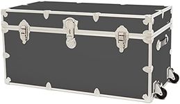 Rhino Trunk & Case Leather Embossed Vinyl XXL Trunk with Wheels, College Chest, Home Storage, Lockable Student Footlocker, Strong Trunks, 1000+ Pounds Sitting Capacity 36"x18"x18" (Slate)