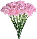 20 inch Bouquets 10 Stem Carnations,Outdoor UV Resistant No Fade Artificial Flower,Carnation Silk Petals Fake Flowers Forever Plants for Photo Props Home Party and Wedding Decor (Light Pink)