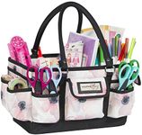 Everything Mary White Flower Deluxe Store and Tote - Storage Craft Bag Organizer for Crafts, Sewing, Paper, Art, Desk, Canvas, Supplies Storage Organization with Handles for Travel