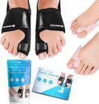 Sports Laboratory Bunion Corrector for Women and Men | Silicone Toe Separators | Toe Spacers | Toe Straighteners | Set: 2x Bunion Splints, 2x Big Toe Straighteners, 1x Bunion Relief Guide (Black)