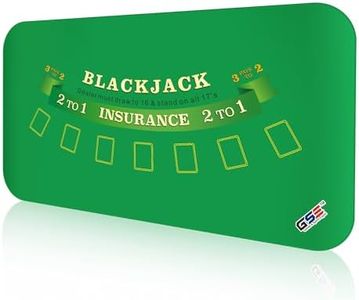 GSE Games & Sports Expert Professional Casino Blackjack Tabletop Layout Mat with Carrying Bag, Non-Slip Rubber Blackjack Table Top Mat for Family/Friends Parties, Casino Nights