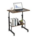 SIDUCAL Mobile Side Table Mobile Laptop Desk Cart Tray Table Adjustable Sofa Side Bed Table Portable Desk with Wheels Student Laptop Desk (23.6", Rustic Brown)…