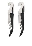 Olrada Waiter Corkscrew Wine Opener with Foil Cutter, Professional Wine Key for Bartenders and Waiter, Black Bottle Opener 2Pc