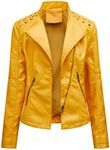 Women Short Leather Jacket Zip Up M