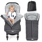 Orzbow Universal Footmuff for Pushchair, Cosy Toes for Baby Buggy Pram Stroller - Waterproof and Windproof Thick Thermo Fleece Pushchair Footmuff with Drawstring Hood (Large,Dark Grey)