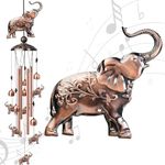 Nowpis Elephant Wind Chimes for Outside, Decorative Wind Chimes with 4 Aluminum Tubes Hanging Bells, Memorial Windchimes Outdoors with S Hook for Patio Garden Decor, Unique Gift for Mom Grandma