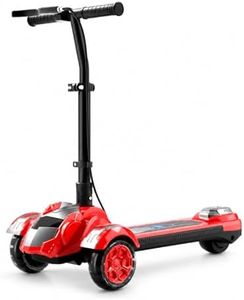 Aeneadbaby Kids Scooter, Toddler Scooter for Kids 3-18 & Adults, Safe Dual Brakes (Foot Brake/Hand Brake) & Bluetooth Music with Lights, 3-Level Adjustable & One-Click Folding Kick Scooter. (Red)