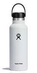 HYDRO FLASK - Water Bottle 532 ml (18 oz) - Vacuum Insulated Stainless Steel Water Bottle with Leak Proof Flex Cap and Powder Coat - BPA-Free - Standard Mouth - White