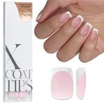 BTArtbox Press on Nails Short - 160PCS XCOATTIPS French Tip False Nails, Soak Off Square Nail Tips for Gift, Pink Soft Gel Nail Tips for Gel Extensions in 16 Sizes