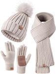 Winter Beanie Hat Scarf Gloves Set 